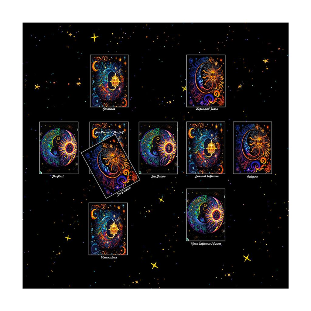 Quadratische Tischdecke Tarot-Altar-Tuch Brettspiel-Unterlage Astrologische Orakel-Unterlage Tischabdeckung Kartenmatte Divinations-Tischdecke