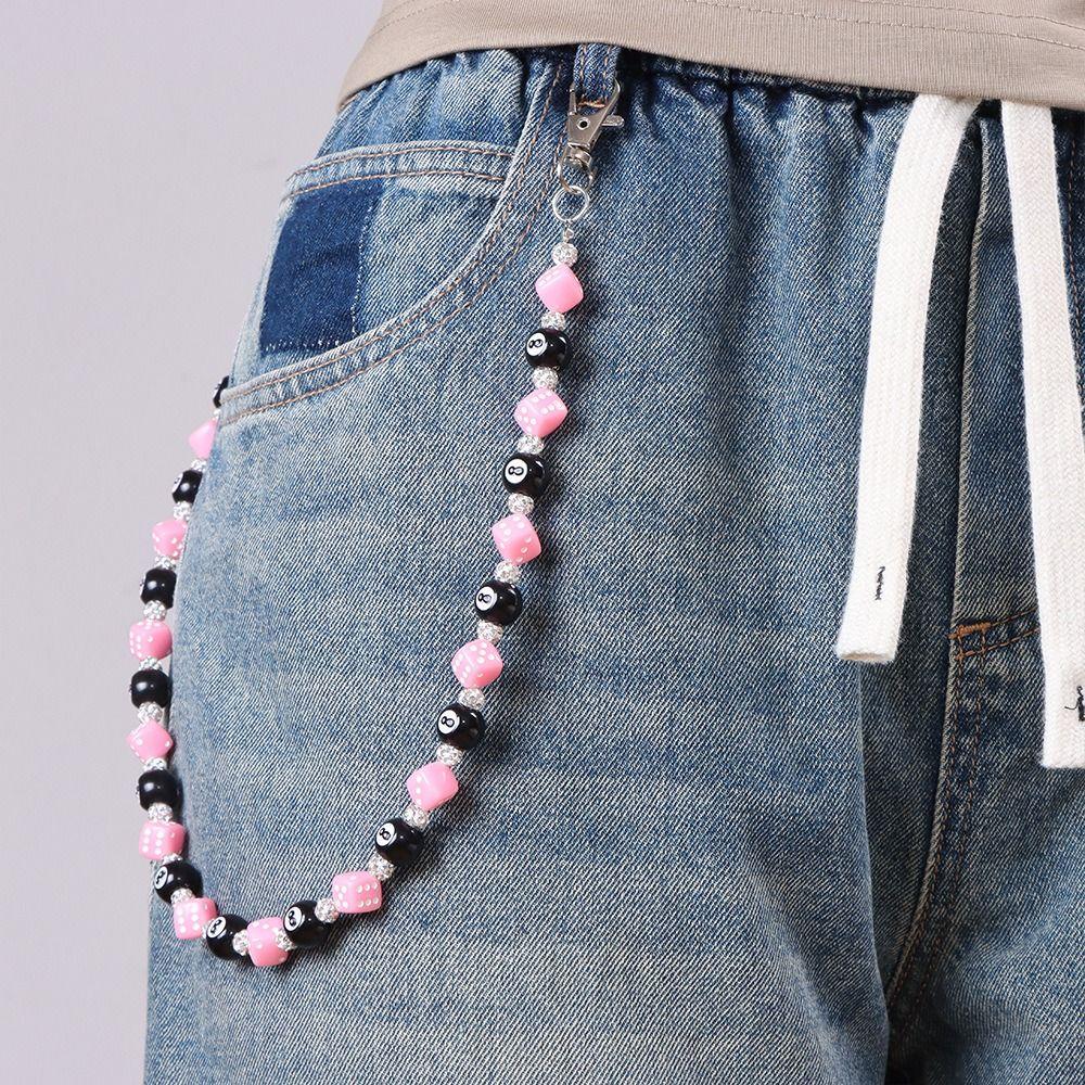 Billiard Ball Colorful Dice Waist Chain Zinc Zinc Zinc Alloy Punk Belt Chain Metal Pants Chain Female