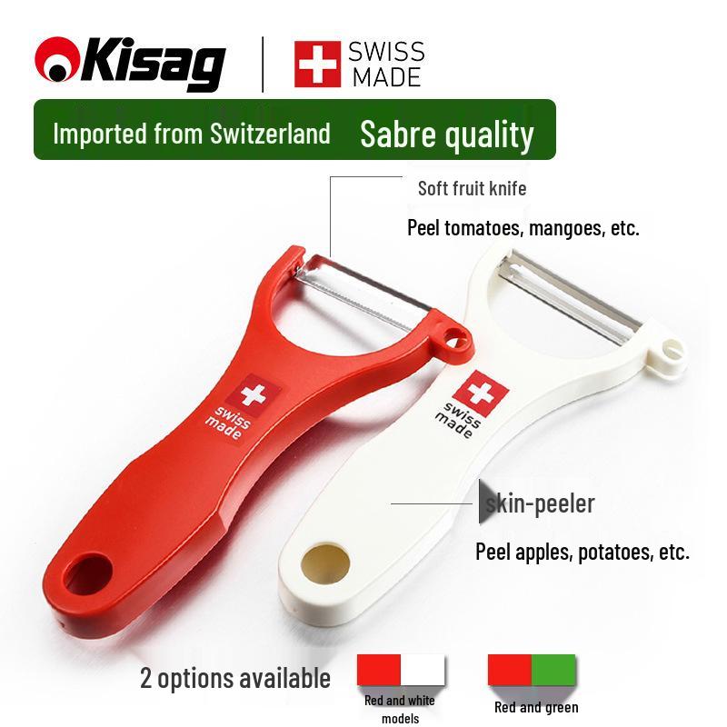 Kisag Swiss Multifunctional Peeler & Soft Fruit Knife Set 140mm x 70mm x 25mm красный/зелёный