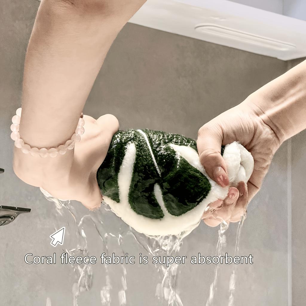 2Pcs Creative Leaf-Shaped Bathroom Hand Towel Hanging Design Absorbent Material Towel For Use In the Bathroom Restaurant Kitchen Reusable Highly