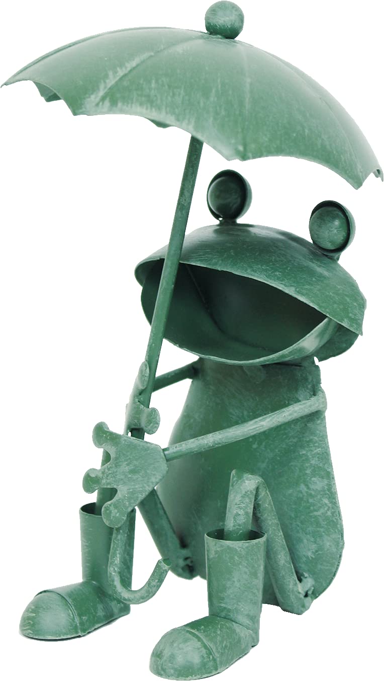 

Murataya Sangyo Frog Sitting with 11 x 11 x 17 4875 Figurine, Umbrella, Approx. cm, Green,