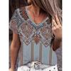 Fashion Women's V-Neck T-Shirt Summer Outdoor Street Trend Short Sleeve Tops Floral Printed Patterns OverSize Loose  Clothing