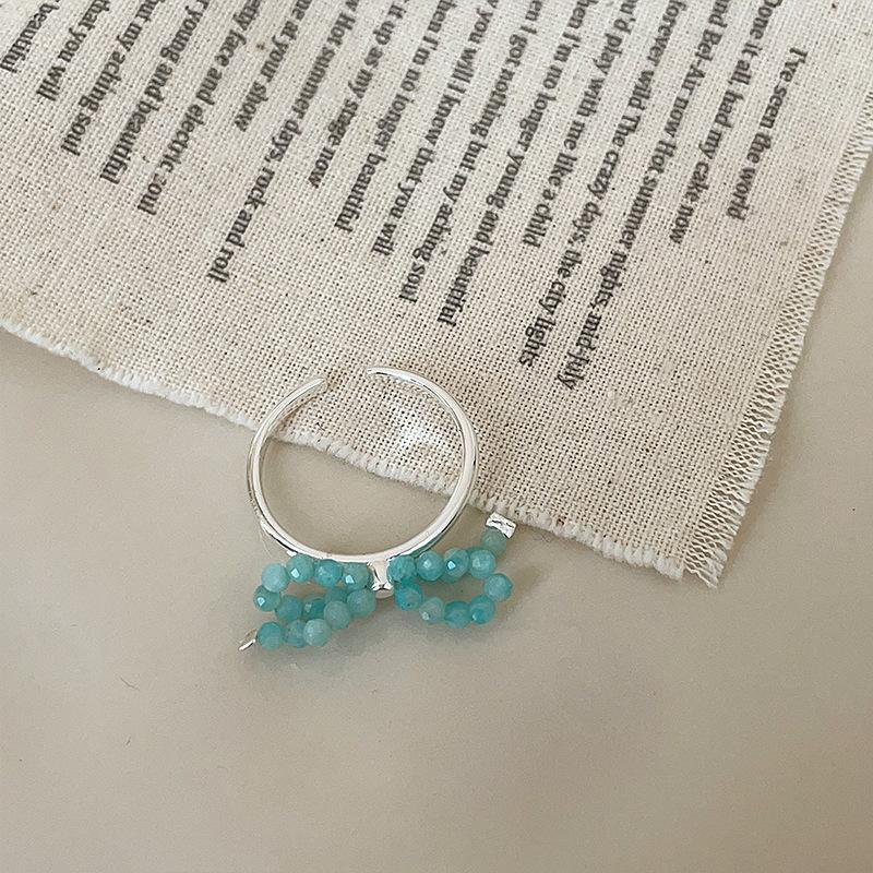 Design Sense Natural Stone Pearl Bow Open Ring Female Sweet Exquisite Unique Elegant Versatile Ring Ring Ring