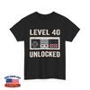 40th Birthday Level 40 Unlocked Video Games Lovers Unisex T-Shirt