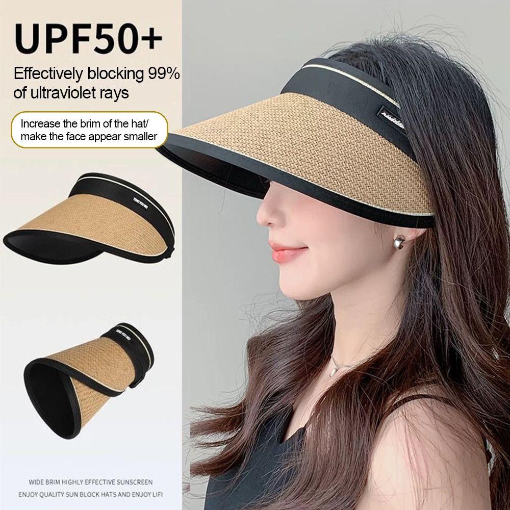 Woven Straw Foldable Bucket Hat Plaited Design Straw Hat Sunshade Cap Beach Hat  Sun Protection