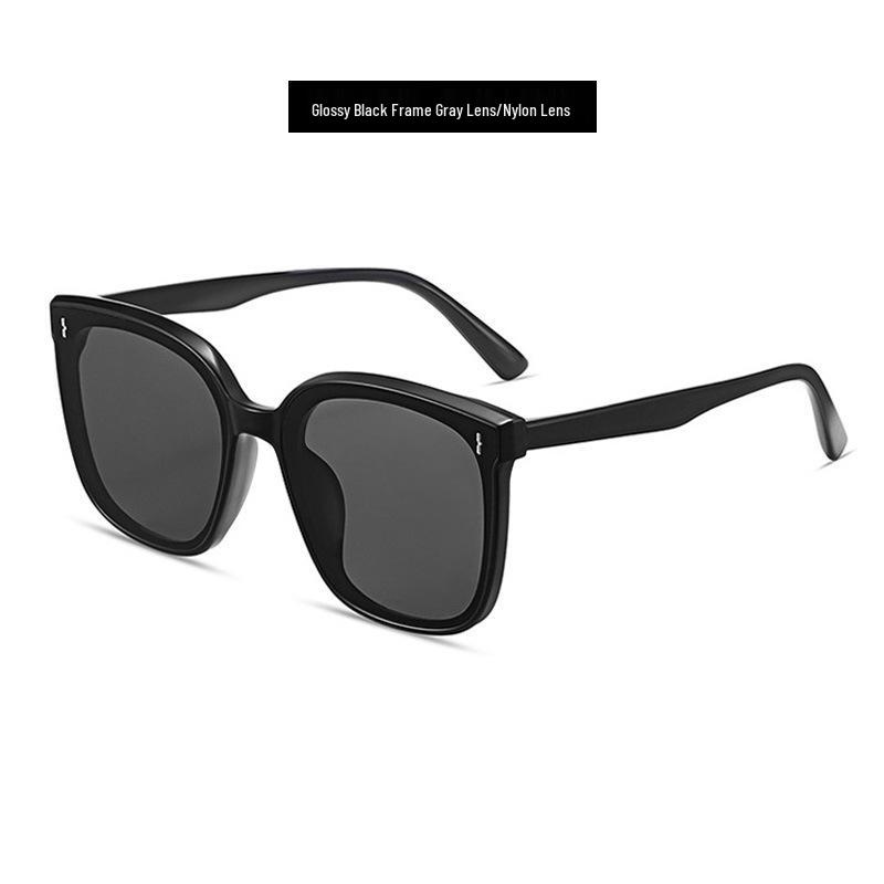 Women s European  American Fashion Nylon Lens Sunglasses - Large Frame, High-End Look, UV Protection, Face-Slimming Effect.