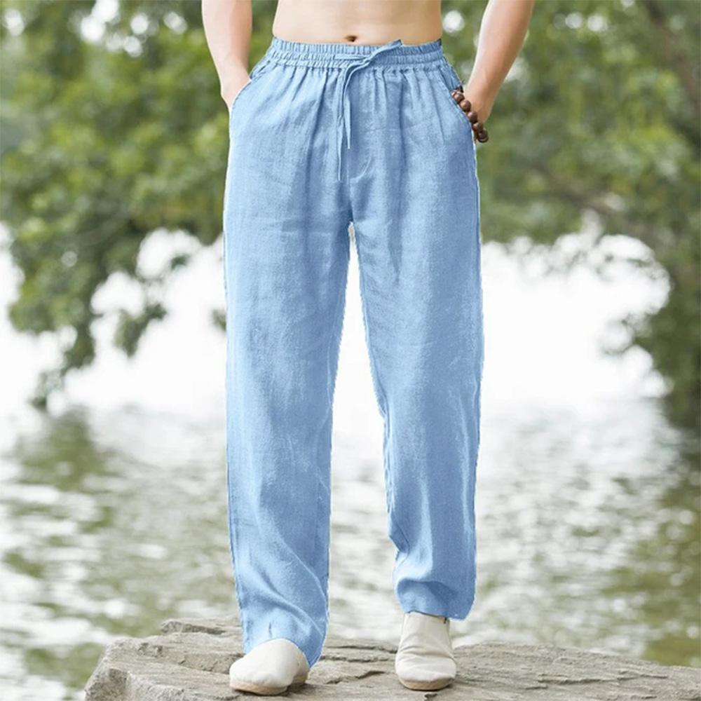 Pantalones de hombre para primavera y verano, ligeros y transpirables, holgados, de talla grande, informales, rectos