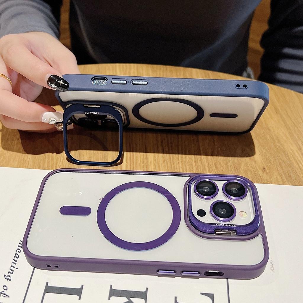 Free Alloy Lens Film of the Same Color, Suitable for Apple 16 Mobile Phone Case 14promax Transparent 16pro Magnetic Suction Bracket 16.