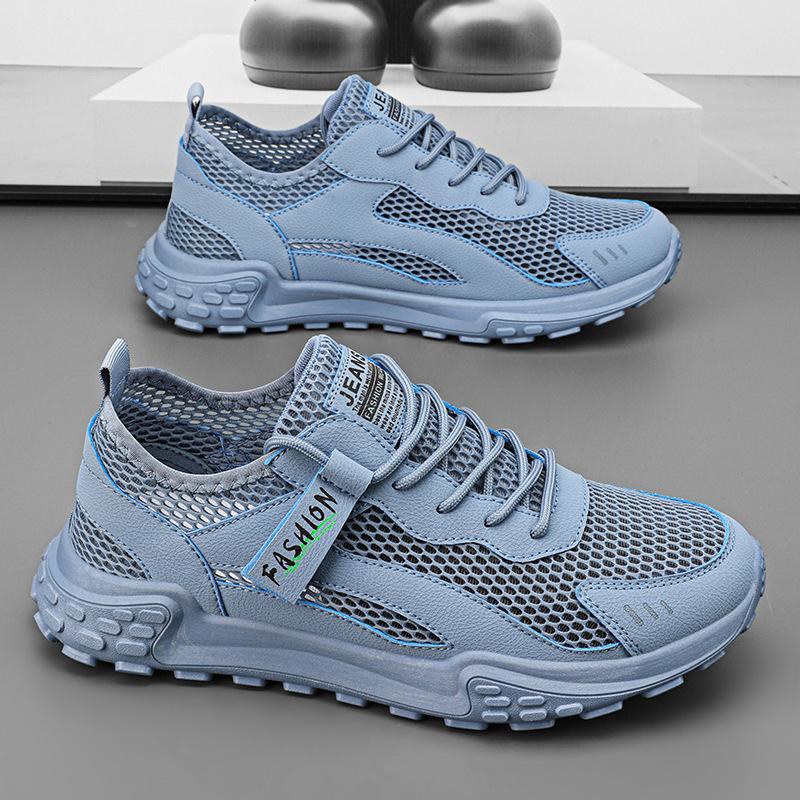 Men's shoes 2024 summer hollow breathable mesh shoes low-top young students running fashion trend casual sports shoes