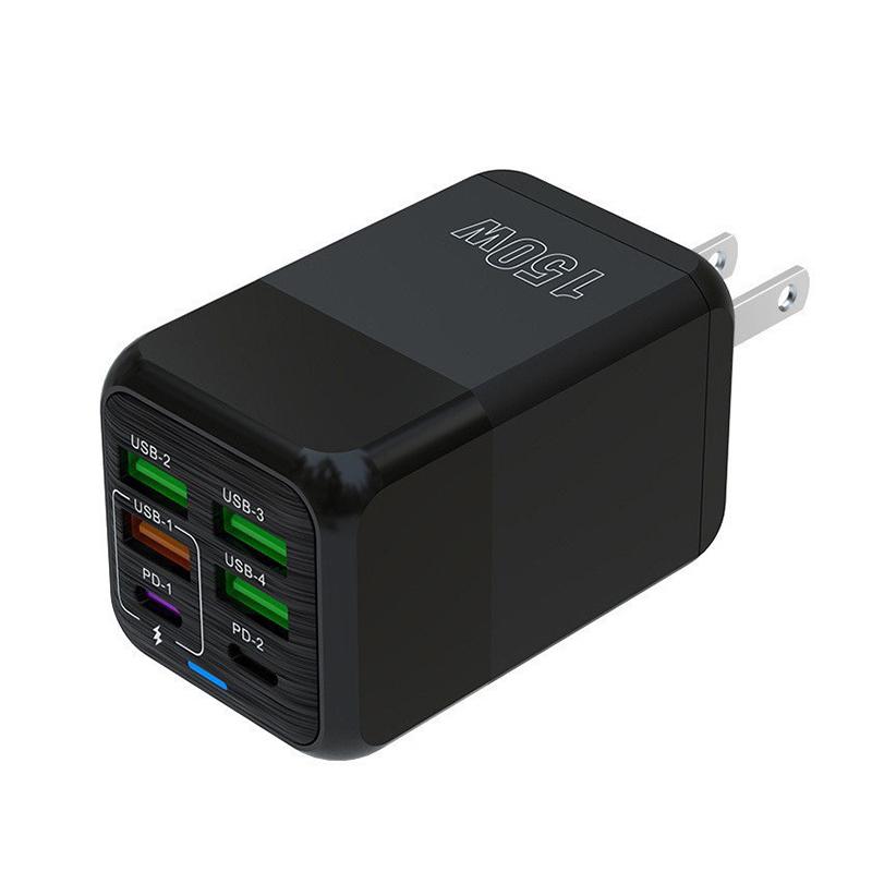 150 W 6 portów Pd QC 4.0 USB C Szybka ładowarka ścienna Super szybkie ładowanie dla iPhone'a Samsunga Ipada Xiaomi Huawei Oneplus Oppo