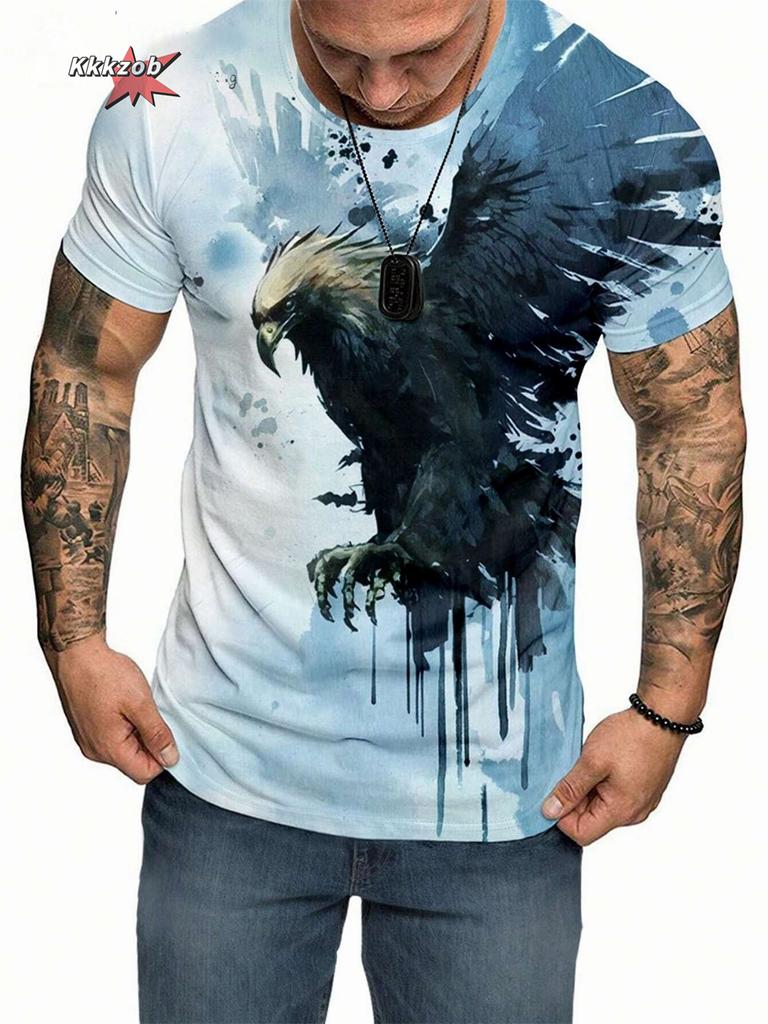 Vintage Animal Eagle 3D Printed Men's T Shirts Casual Short Sleeve Tee Shirt Fashion Outfits Streetwear O Neck Oversized Tops