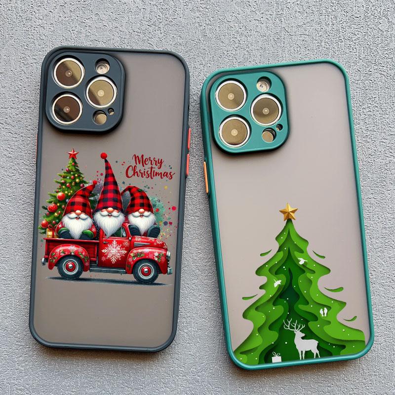 Coque de téléphone Arbre de Noël Joyeux Père Noël Pour iphone 15 14 13 12 11 Pro Max Mini XS XR X 8 Plus Paysage Coques Arrière Anti-Choc