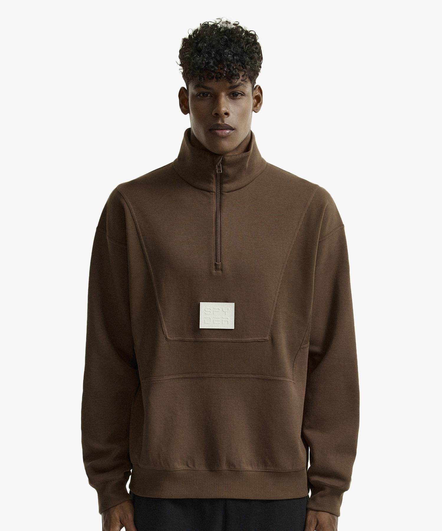 Spyder Unisex High-Neck Half-Zip Long Sleeve Sweatshirt Sphfcnrl302Ubrw Brown/095