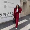 Corduroy Suit Women's Autumn New Fashion Temperament Socialite Polo Collar Jacket Wide-leg Pants Two-piece Set