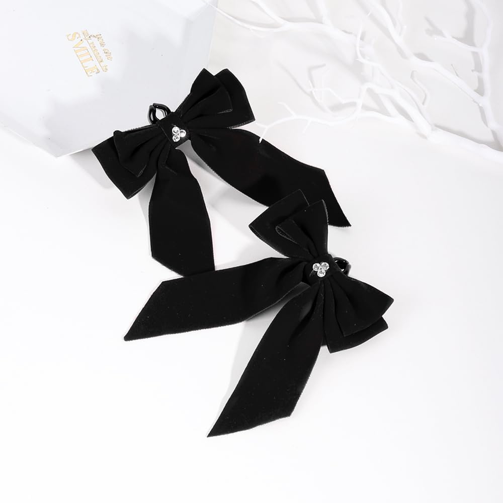 Clipsuri pentru Sfarcuri LANWAN cu Decorațiuni Fundițe, Non-Piercing, Cleme Ajustabile pentru Sfarcuri pentru Femei Fete (Negru)