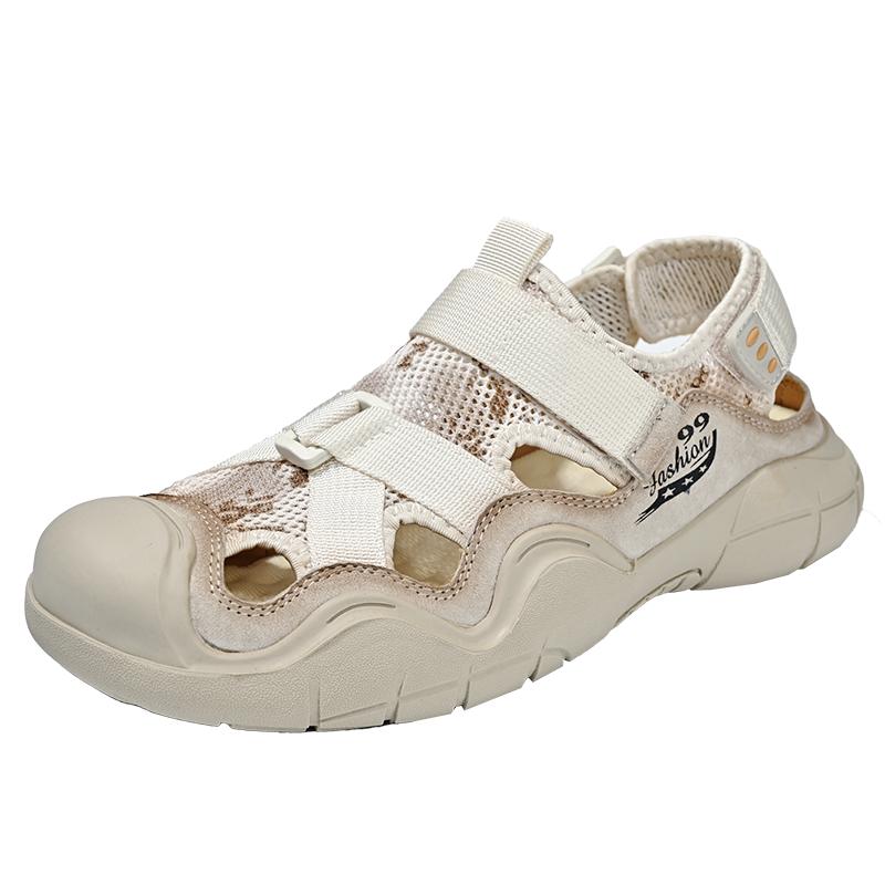 Leather Sandals Man Casual Loafers Luxury Design Slip On Male Dress Sandals Leisure Style Big Size Outdoor Wear-resistant Sole