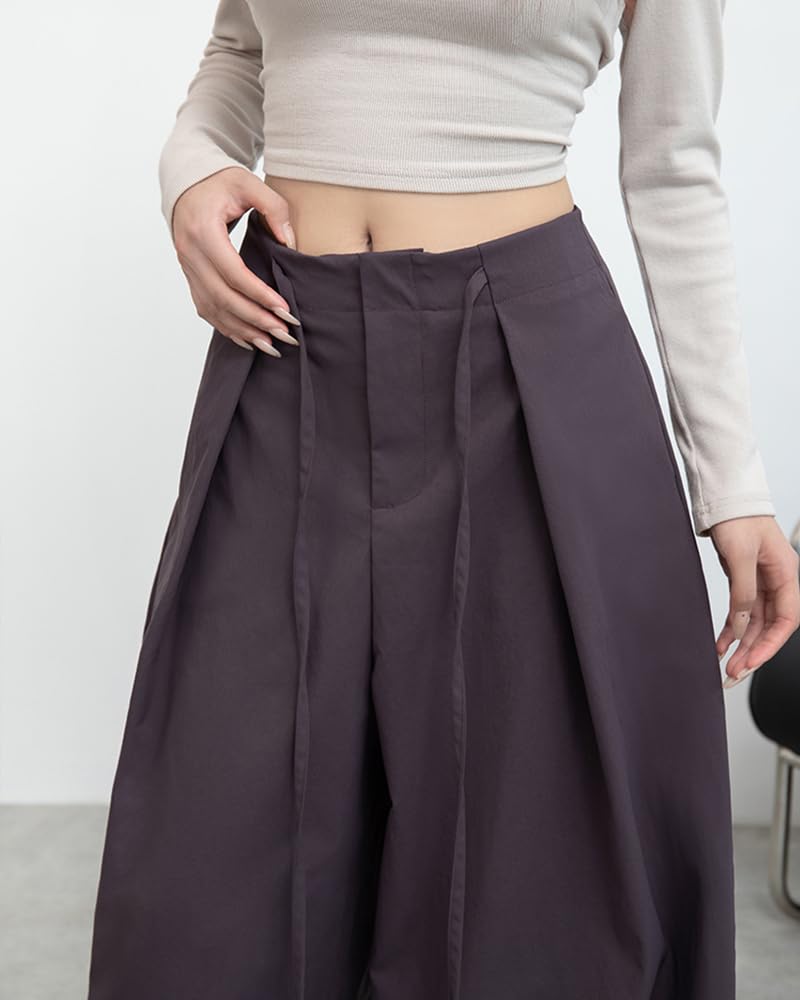 MTUIOY Cargo Casual and Stylish for Loose with Perfect for Plus Sizes Women's Wide-Leg Pants, Fall/Winter, Fit, Flattering, Pockets, Commuting, -