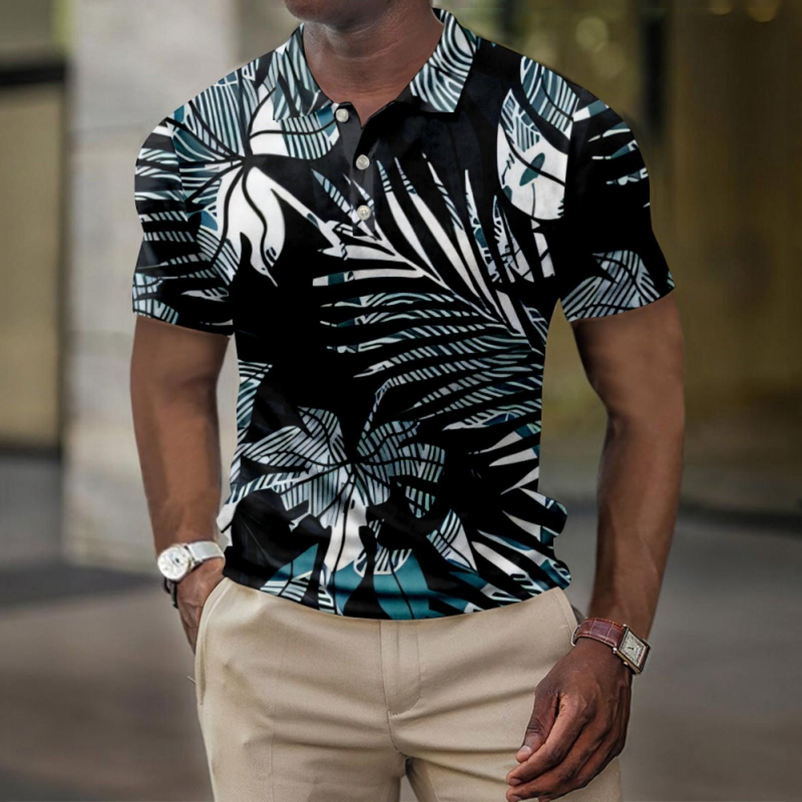 

Мужская летняя рубашка для гольфа с принтом «Гавайи», с короткими рукавами, повседневная модная рубашка для мужчин XXL чёрный