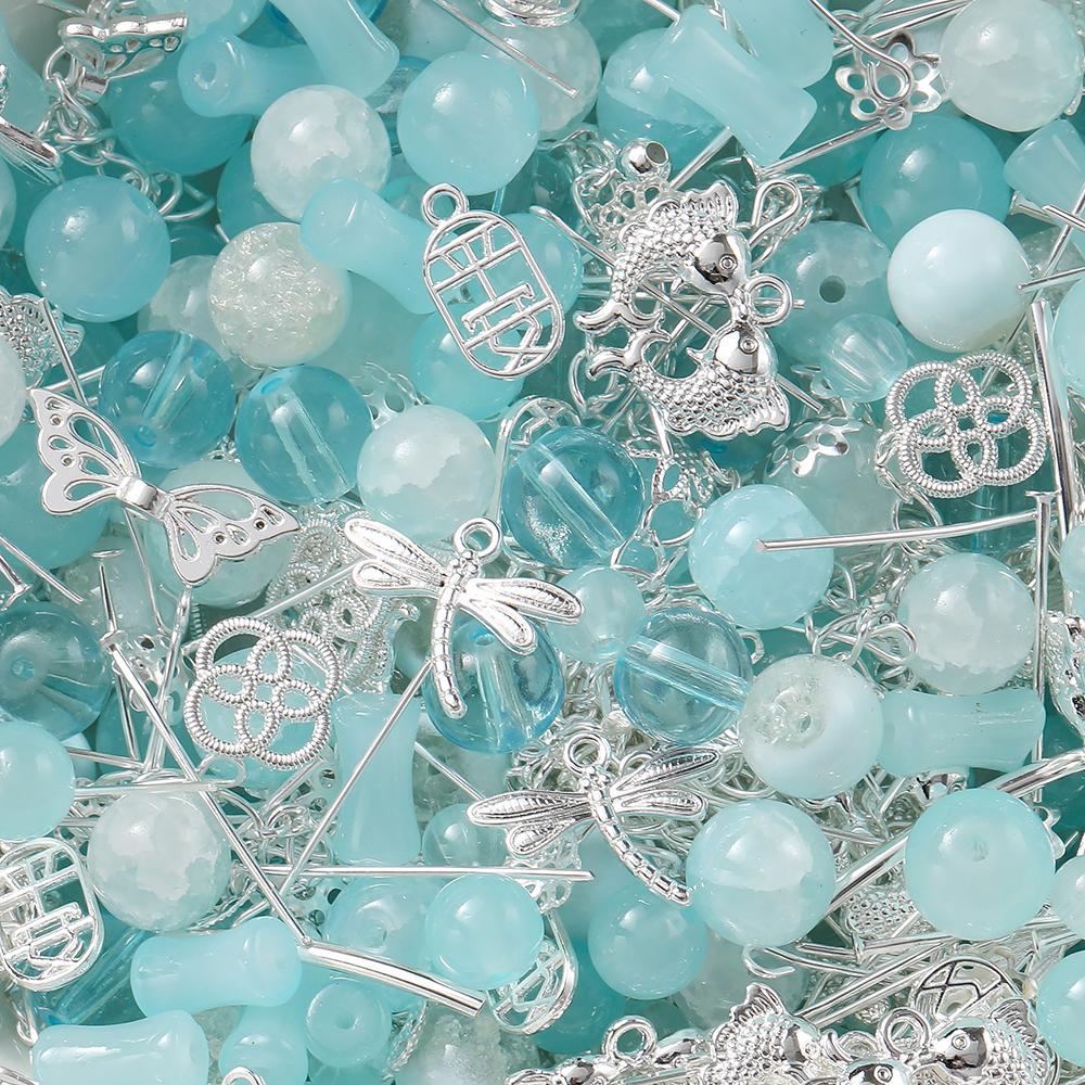 30/50g Mixed Style Glass Spacer Beads Metal Pendants Jewelry Accessories for DIY Bracelets Necklace Anklet Jewelry Making