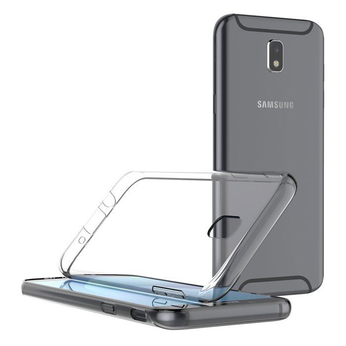 Case and Neck Strap for Samsung Galaxy J7 2017 J730 - Transparent Soft TPU Adjustable Black Cord Phonillico®