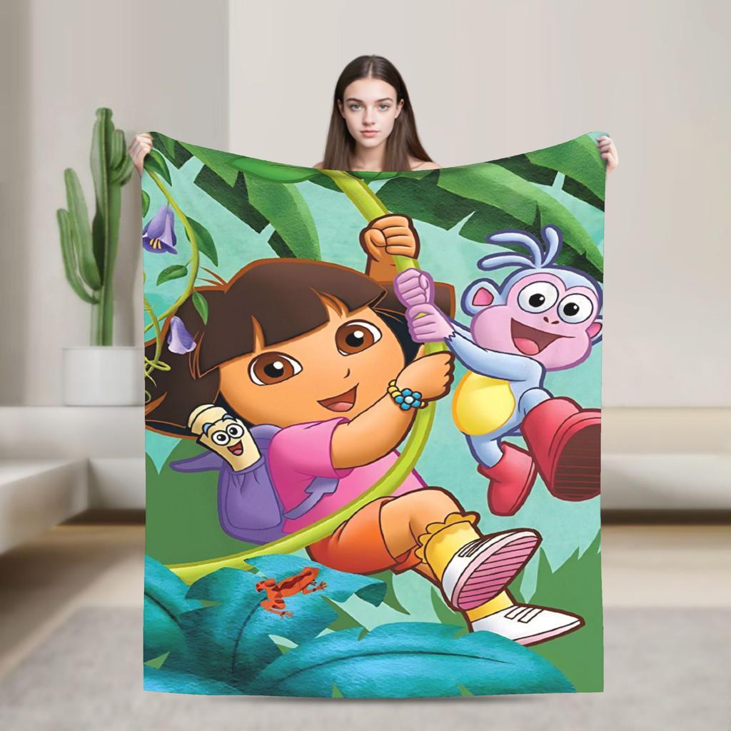 Warm BlanketChild Decorative Cartoon D-Dora The E-Explorer Adventure Throw Blanket For Outdoor Comfortable Sofa Bed Cover