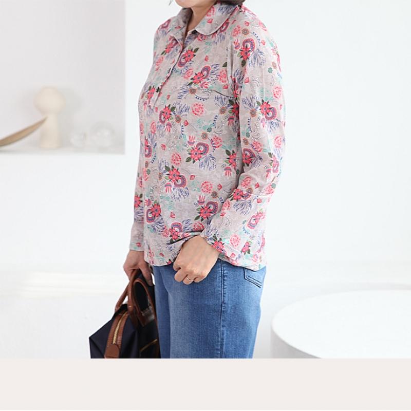 Shiz Madam Women Floral Garden CoTTon Collared T shirT T57490