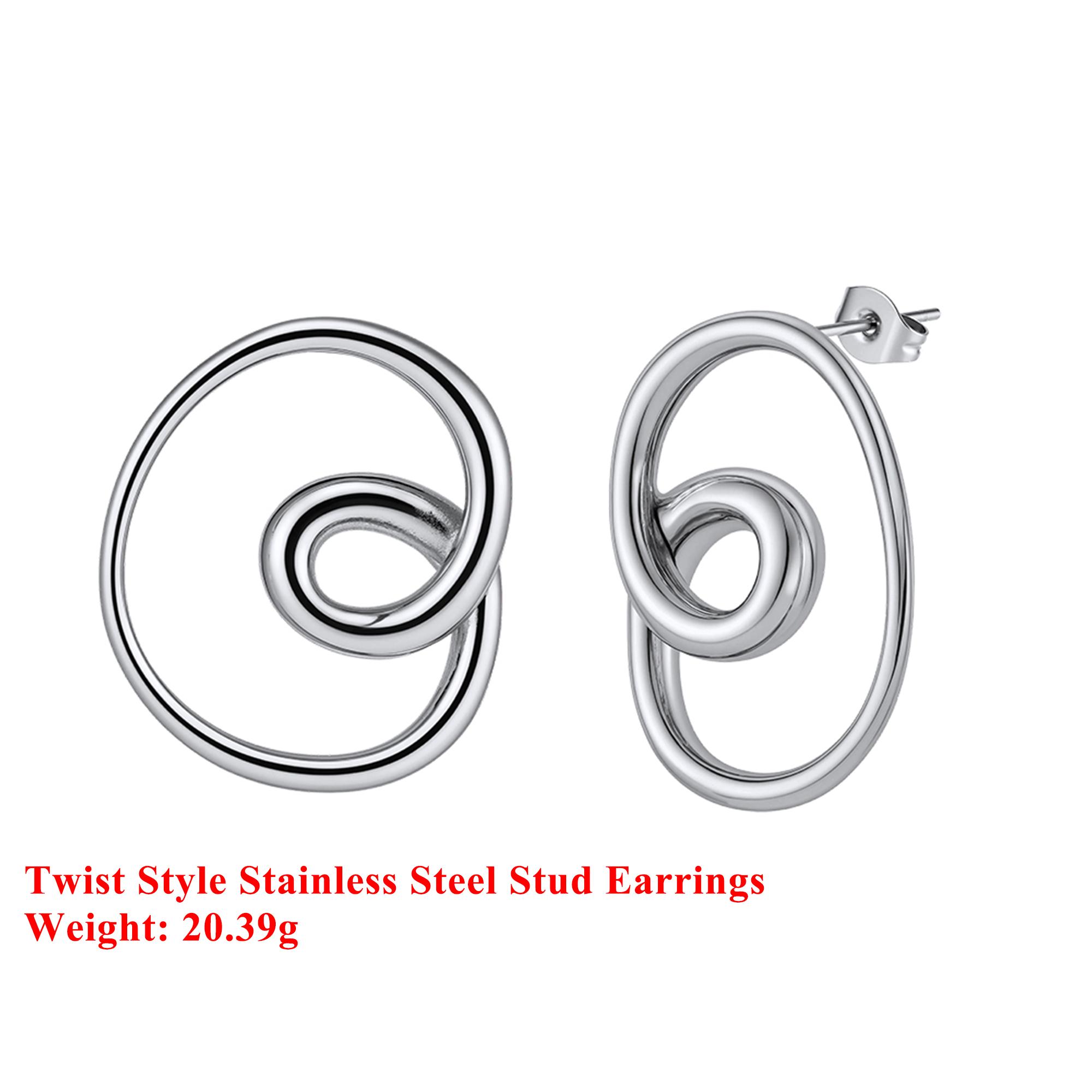 

Effie Queen Stainless Steel 18k Gold Twist Style Stud Earrings Fine Jewelry for Women Birthdays Party Gift Ear Accessory STGE01 серебряный