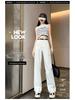 Women's White High-Waisted Wide-Leg Jeans - Slimming, Floor-Length, Versatile, Autumn Wear