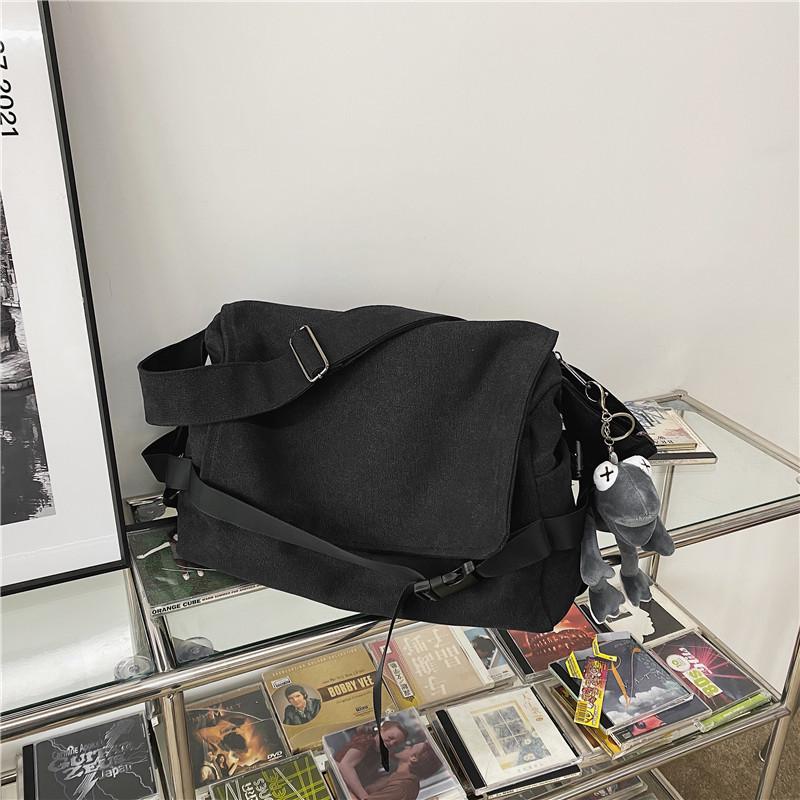 Men's Large Capacity Canvas Messenger Bag - Casual, Simple, Student and Boys' Shoulder Bag