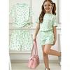 Girls 2‑Piece Summer Set Daisy Floral Print Short‑Sleeve Top and Elastic Waist Shorts Kids Casual Daily Clothing