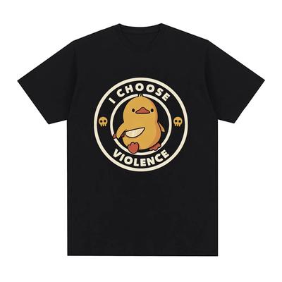 Tričko I Choose Violence Vtipný kačací humor Slogan Tričká s krátkym rukávom pre ženy Dámske voľné nadrozmerné tričko Streetwear