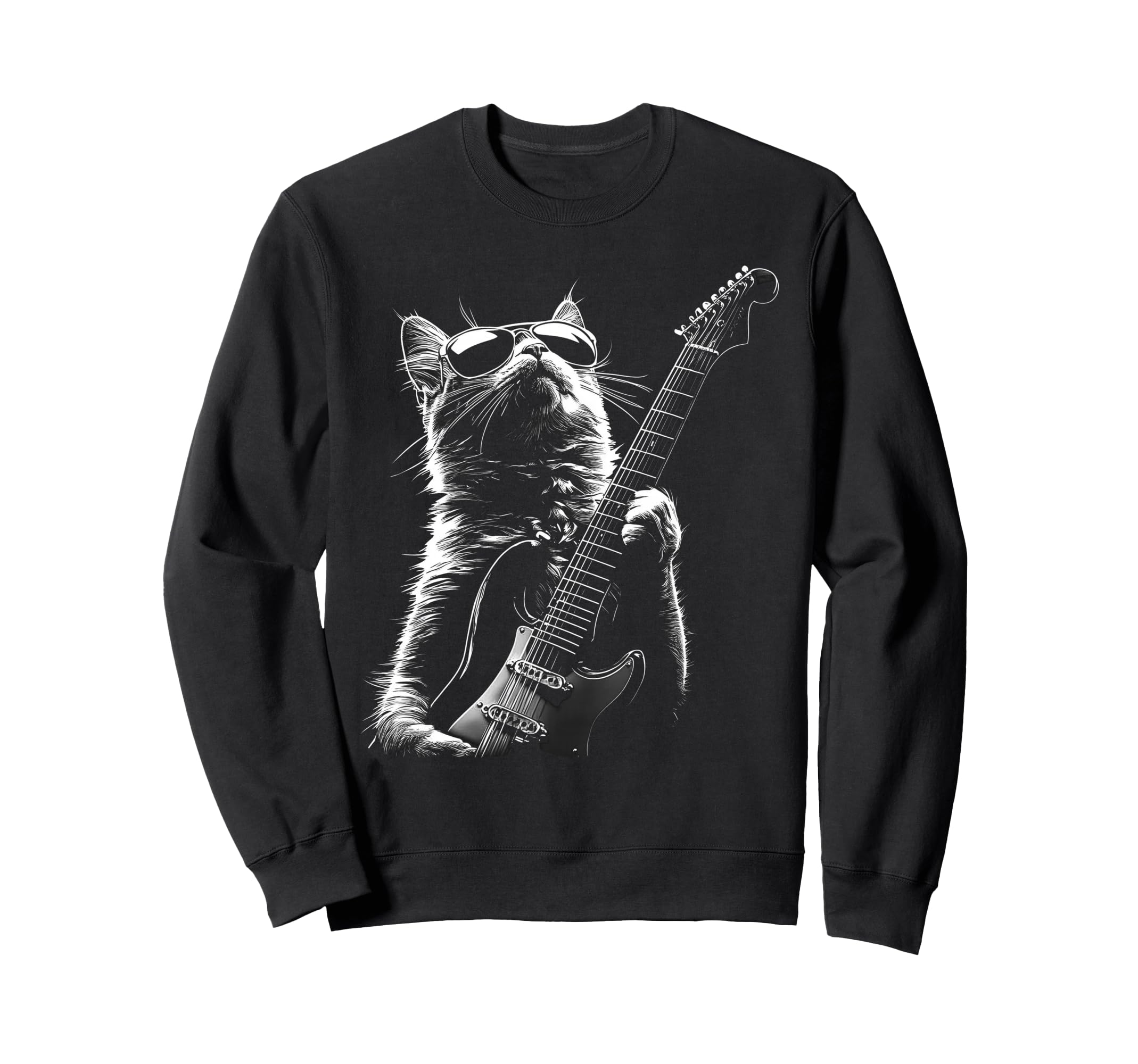 

Rock Cat with Guitar and Sunglasses Cat Music Cat Electric Guitar Rock Cats Sweatshirt