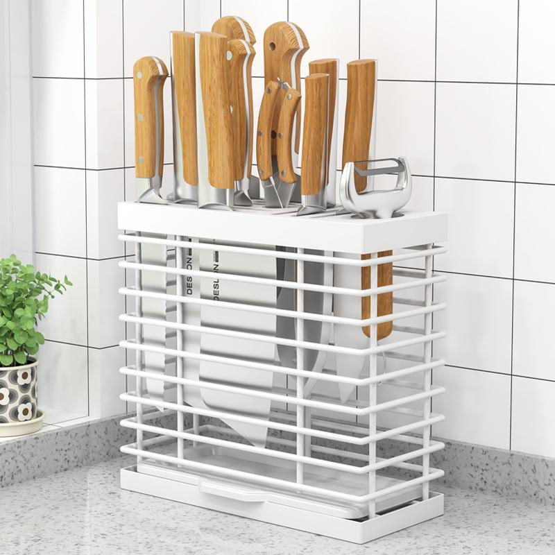 Kitchen Wall-Mounted Knife Rack One-Piece Chopsticks Holder Storage Shelf Carbon Steel Anti-Mold Home Cooking Utensil Organizer