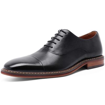 Foxsense Leather Business Dress Premium Genuine Leather with Inner Lightweight and Size Men's Shoes, Straight-Tip, Wingtip, Waterproof, Formal, Black,