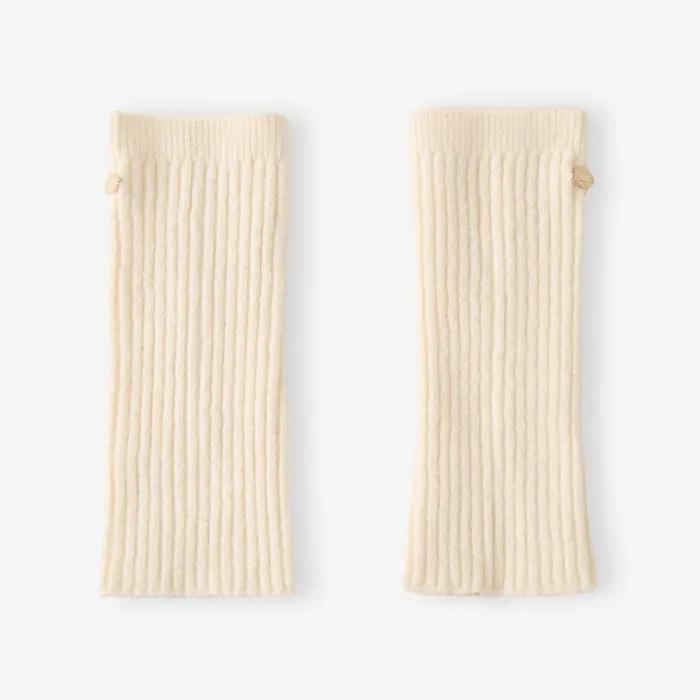 Slit Woolen Knit Leg Warmer - Ivory