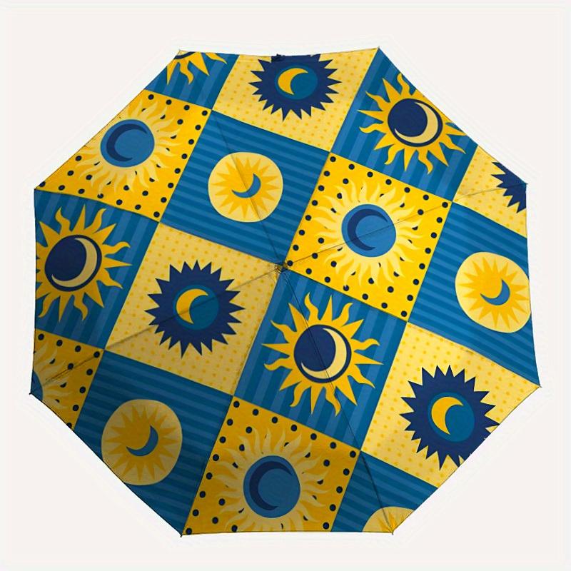 1pc Sun Moon Automatic Folding Umbrella, 8-Rib Sturdy Canopy, Portable Travel Umbrella for Outdoor Use