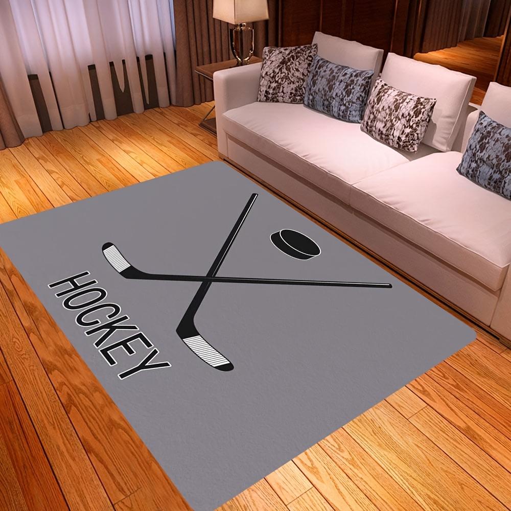 Ice hockey cross pattern Flannel-printed floor mats are slip-resistant Suitable for living room bedroom terrace garden carpets