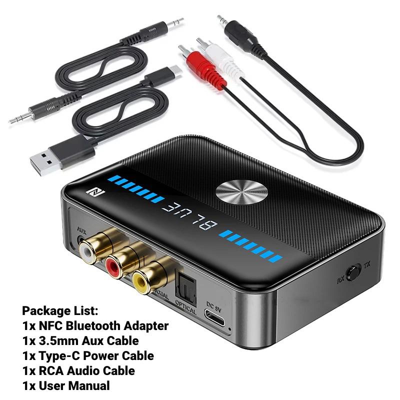 

NFC Bluetooth 5.3 Audio Receiver Transmitter Digital to Analog Converter DAC Low Latency Music Wireless Adapter for TV PC Car