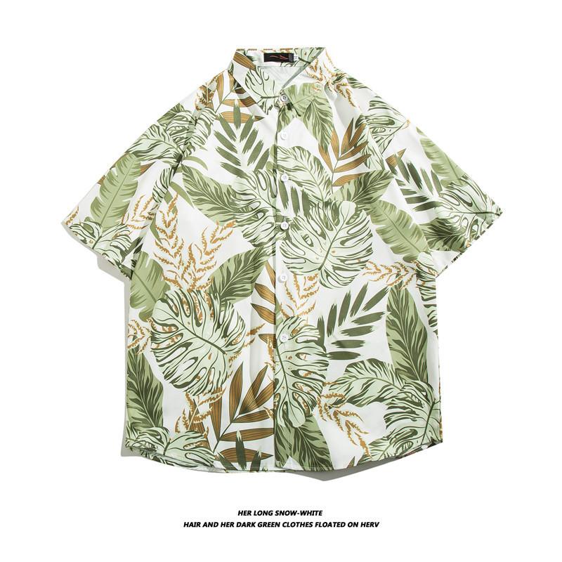 Fashion Men's Shirt  Beach Flower Print Hawaiian Shirts for Men Beach Casual Shirt Loose Men Shirts