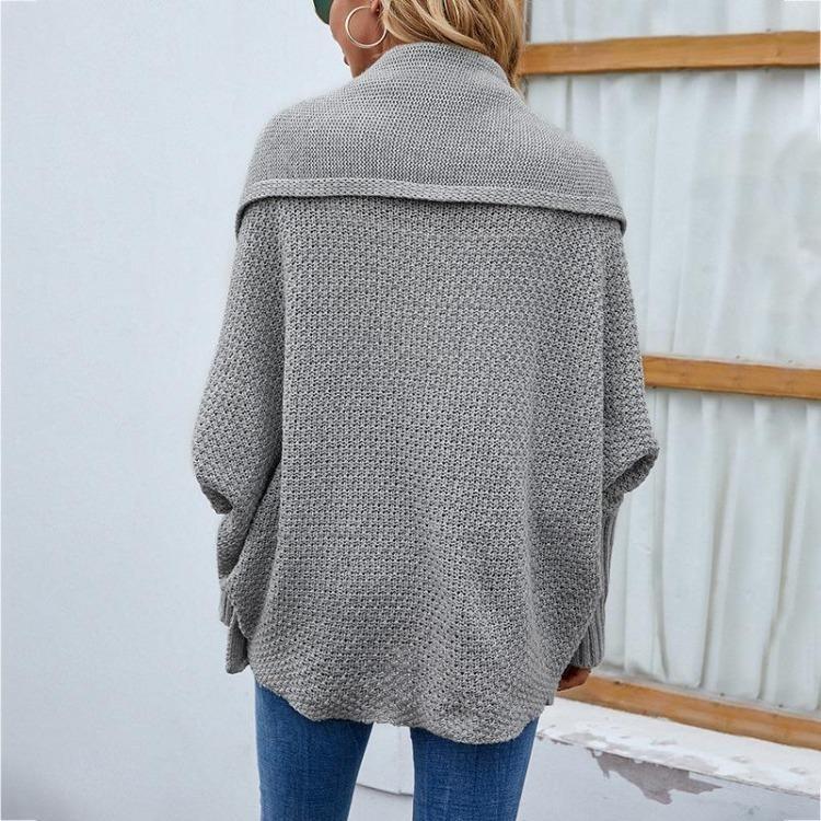 Vintage Loose Knitwear Cardigan Sweater Top Solid Color V-Neck Long Sleeve Autumn Winter
