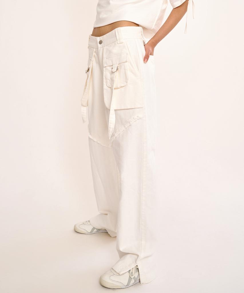 FANYOUNG Multi-Pocket Pants White