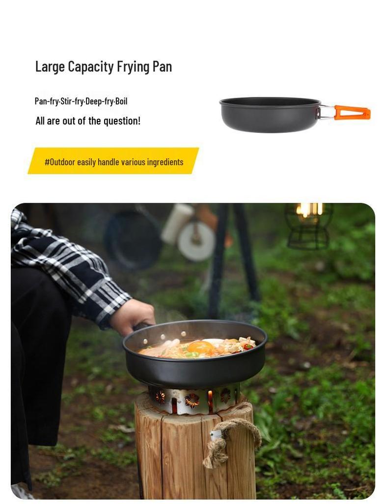 Outdoor Aluminum Portable Cookware Set DS-512: Multi-Person Kettle & Non-Stick Pan for Picnics