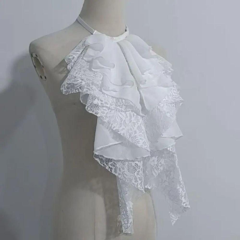 Detachable Layered Lace False Collar Adjustable Elegant Ruffled Design Collar Classic French Style Decorative Lace Neckline Gift