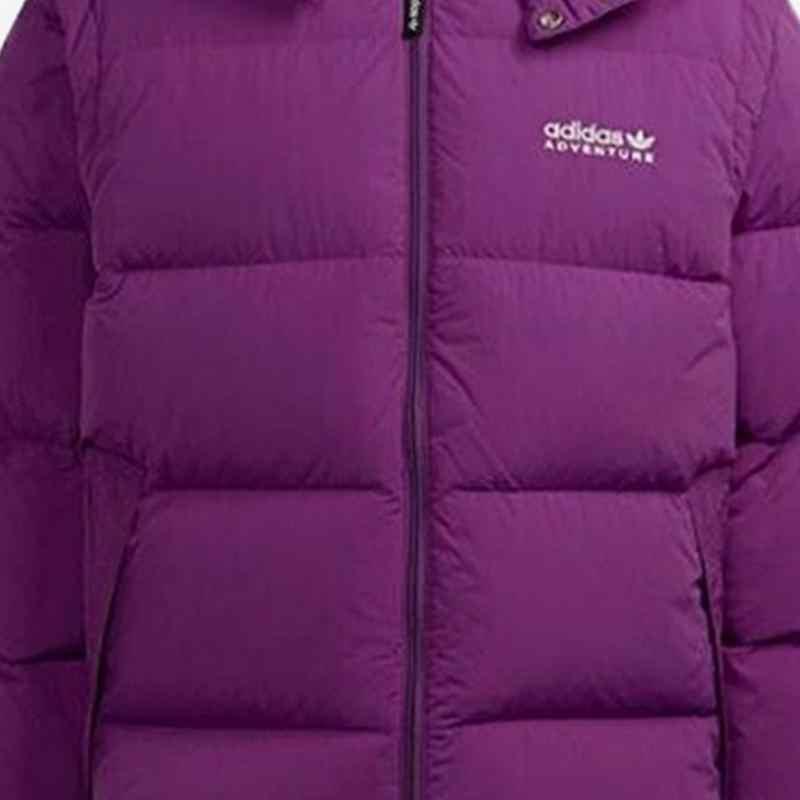 Adidas Originals Embroidered Logo Hooded Down Jacket With Zip Men Outerwear Purple H13575
