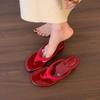 Retro Red Slope Heel Toe Heightened Thick-soled Flip-flops Women's 2025 Spring and Summer New Outer Wear Versatile Cool Slippers
