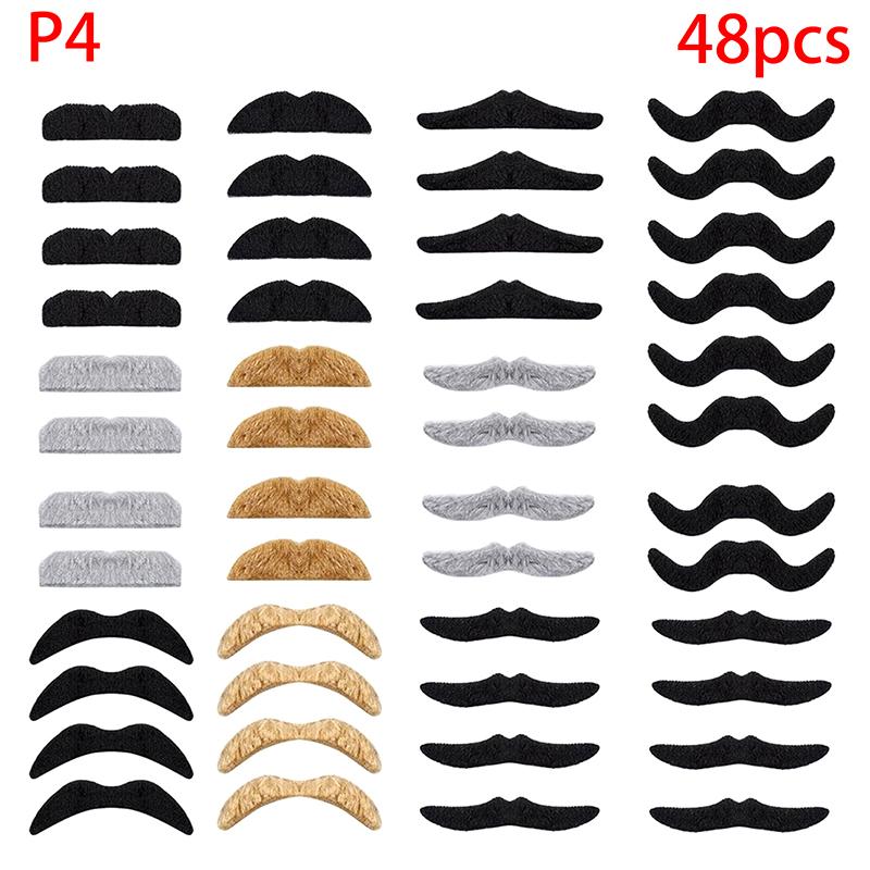 18/48Pcs Mustache Birthday Party Photobooth Props Kids Adult Pirate Party Costume Cosplay Fake Beard Halloween Decoration
