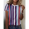 Fashion Women Retro Line Patterns Print T Shirt Funny Casual O-neck Short Sleeves T-shirt Summer Female Tee Shirt