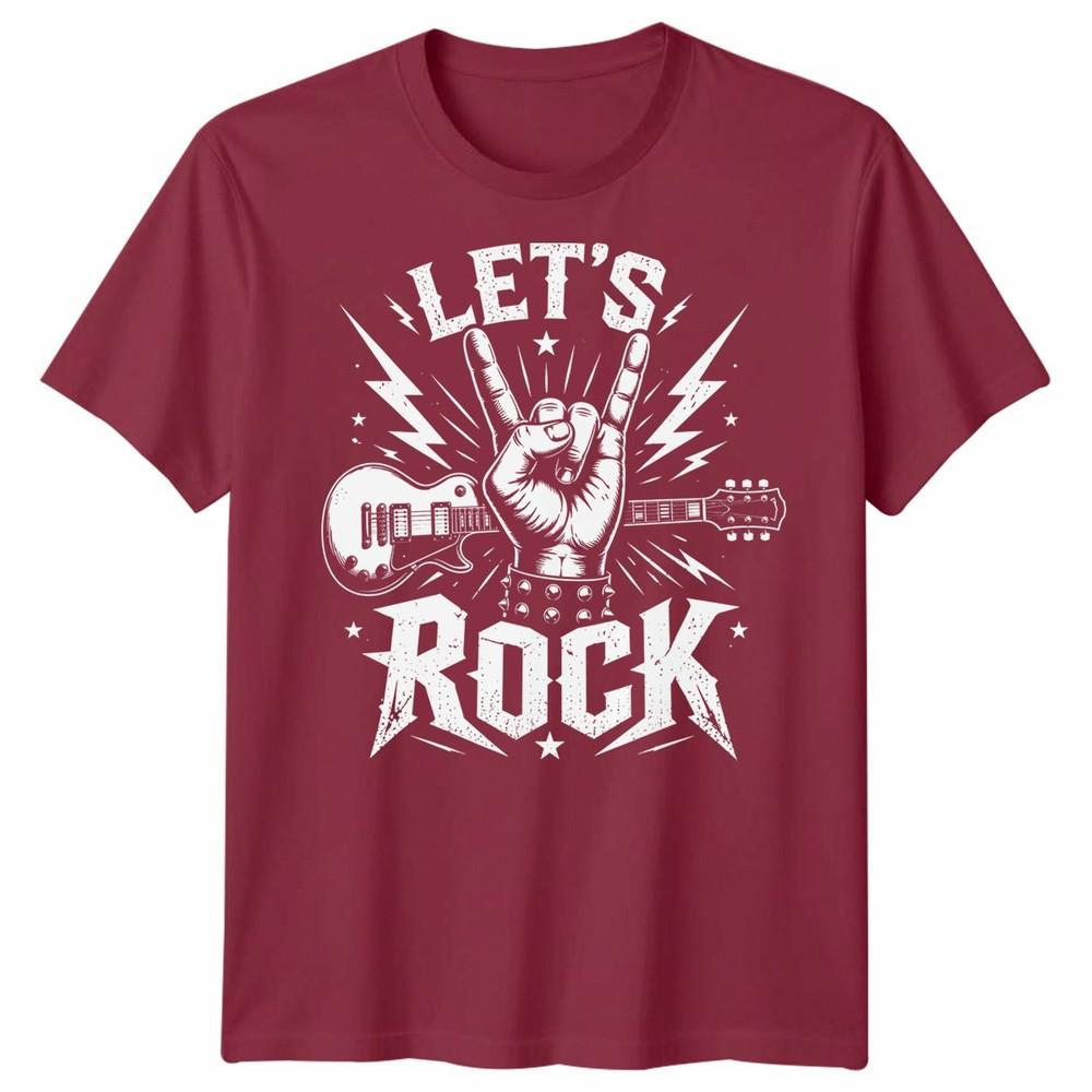 Kids Lets Rock Rockstar T Shirt Guitar Band Day Rock N Roll School Tee