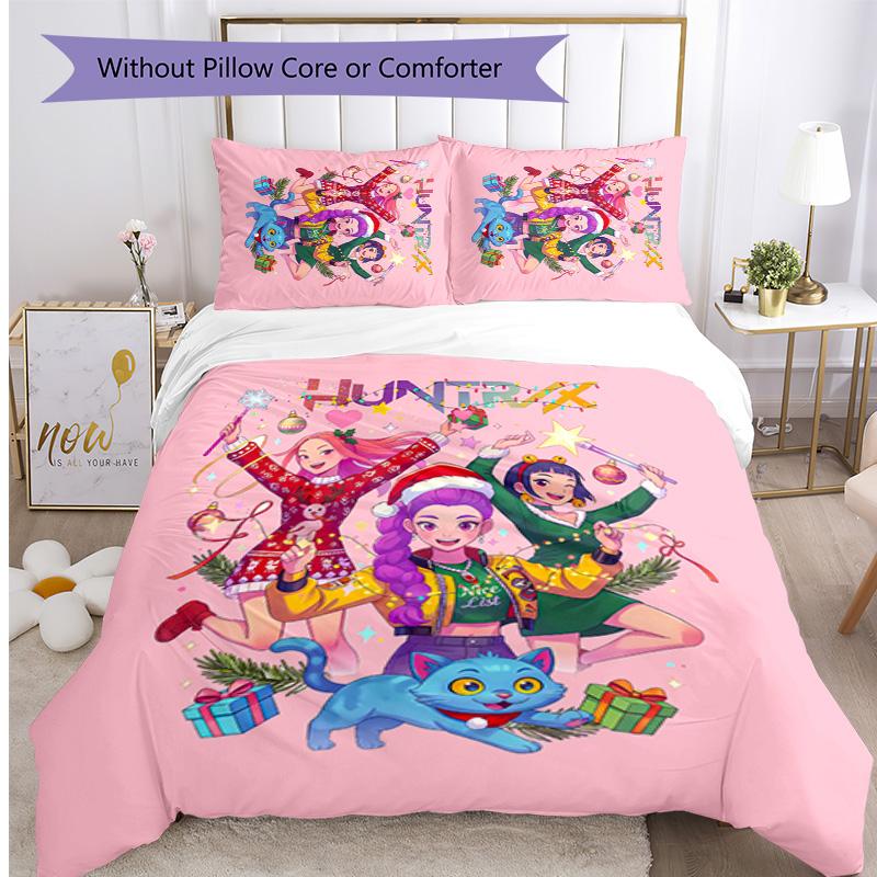 Set Biancheria da Letto Kpop Demon Hunters con Stampa, Morbido Set Lavabile Amico della Pelle con Copripiumino e Federe