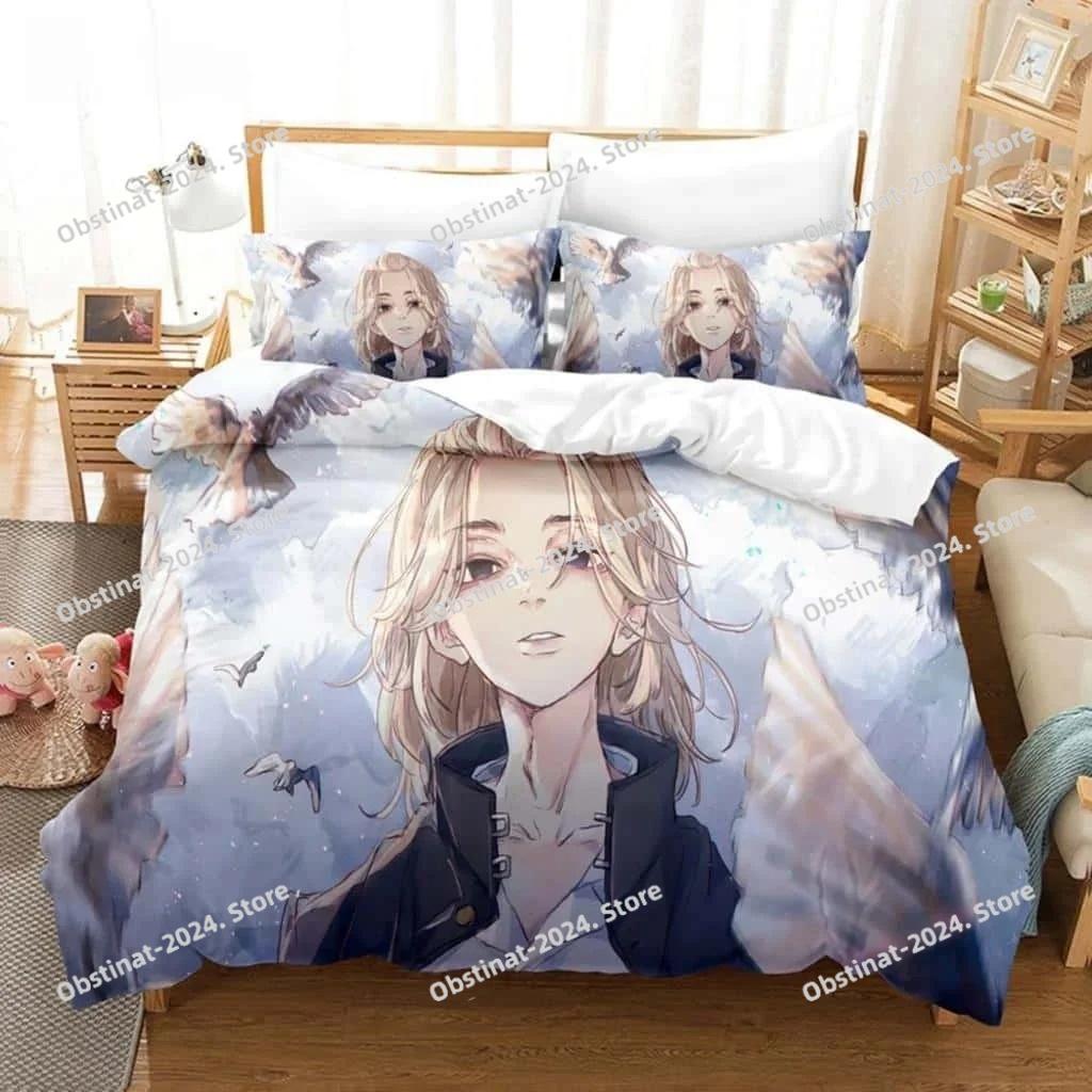Fashion Tokyo Revengers Bedding Set Printed Bed Set Duvet Cover Sheet Pillowcase Soft Quilt Cover Full Queen King Size Luxury
